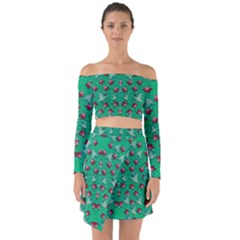 Beautiful Tropical Orchids Blooming Over Earth In Peace Off Shoulder Top With Skirt Set by pepitasart