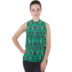 Beautiful Tropical Orchids Blooming Over Earth In Peace Mock Neck Chiffon Sleeveless Top by pepitasart