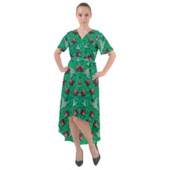 Beautiful Tropical Orchids Blooming Over Earth In Peace Front Wrap High Low Dress by pepitasart