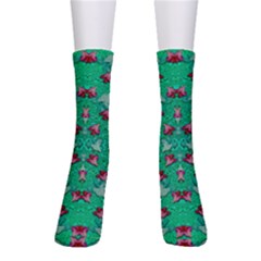 Beautiful Tropical Orchids Blooming Over Earth In Peace Crew Socks by pepitasart