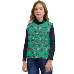 Beautiful Tropical Orchids Blooming Over Earth In Peace Kid s Short Button Up Puffer Vest	