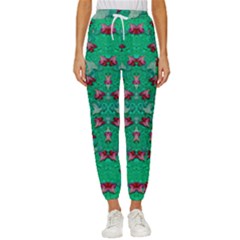 Beautiful Tropical Orchids Blooming Over Earth In Peace Cropped Drawstring Pants by pepitasart