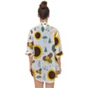 Nature Honeybee Sunflower Leaves Leaf Seamless Background Open Front Chiffon Kimono View2