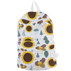 Nature Honeybee Sunflower Leaves Leaf Seamless Background Foldable Lightweight Backpack