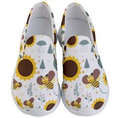 Nature Honeybee Sunflower Leaves Leaf Seamless Background Men s Lightweight Slip Ons