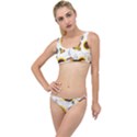 Nature Honeybee Sunflower Leaves Leaf Seamless Background The Little Details Bikini Set View1