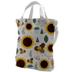 Nature Honeybee Sunflower Leaves Leaf Seamless Background Canvas Messenger Bag