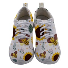 Nature Honeybee Sunflower Leaves Leaf Seamless Background Athletic Shoes by Jancukart