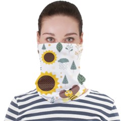 Nature Honeybee Sunflower Leaves Leaf Seamless Background Face Seamless Bandana (adult)