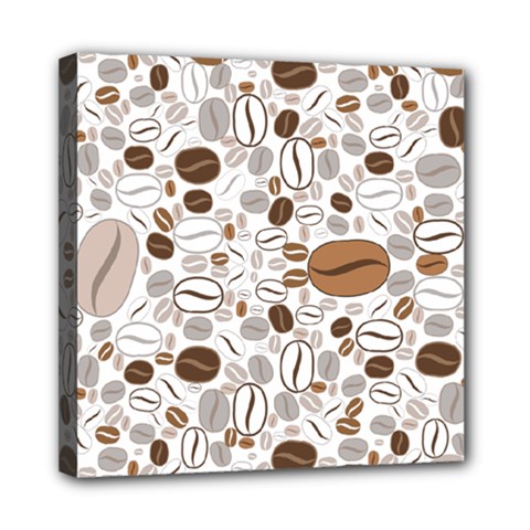 Brown Coffee Beans Pattern Mini Canvas 8  X 8  (stretched) by Jancukart