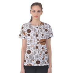 Brown Coffee Beans Pattern Women s Cotton Tee