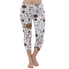 Brown Coffee Beans Pattern Capri Winter Leggings 