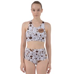 Brown Coffee Beans Pattern Racer Back Bikini Set