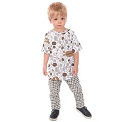 Brown Coffee Beans Pattern Kids  Raglan Tee