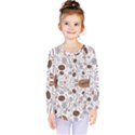 Brown Coffee Beans Pattern Kids  Long Sleeve Tee View1