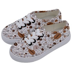 Brown Coffee Beans Pattern Kids  Classic Low Top Sneakers