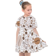 Brown Coffee Beans Pattern Kids  Sailor Dress