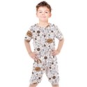 Brown Coffee Beans Pattern Kids  Tee and Shorts Set View1