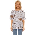 Brown Coffee Beans Pattern Oversized Basic Tee View1