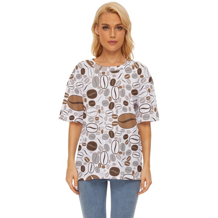 Brown Coffee Beans Pattern Oversized Basic Tee