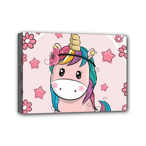 Cartoon Unicorn Fantasy Mini Canvas 7  X 5  (stretched)