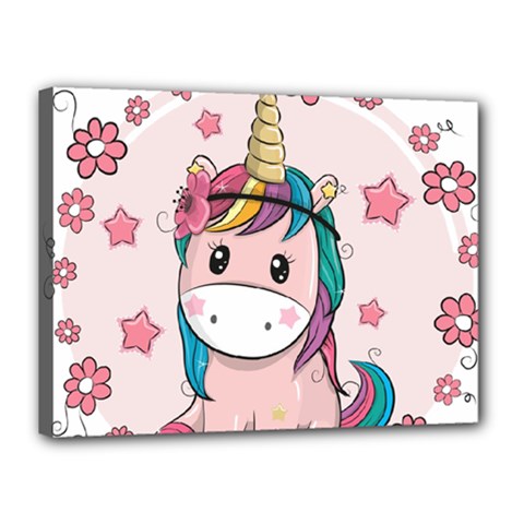 Cartoon Unicorn Fantasy Canvas 16  X 12  (stretched)