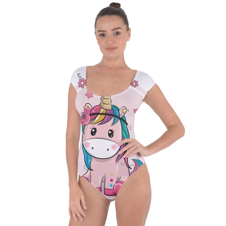 Cartoon Unicorn Fantasy Short Sleeve Leotard 