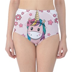 Cartoon Unicorn Fantasy Classic High-waist Bikini Bottoms