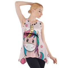 Cartoon Unicorn Fantasy Side Drop Tank Tunic