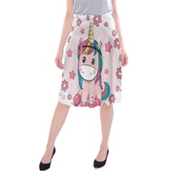 Cartoon Unicorn Fantasy Midi Beach Skirt by Jancukart