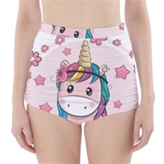 Cartoon Unicorn Fantasy High-waisted Bikini Bottoms