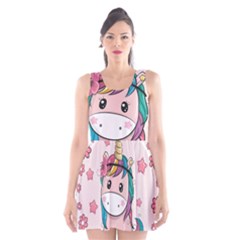 Cartoon Unicorn Fantasy Scoop Neck Skater Dress