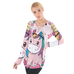 Cartoon Unicorn Fantasy Tie Up Tee