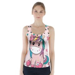 Cartoon Unicorn Fantasy Racer Back Sports Top by Jancukart