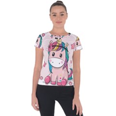 Cartoon Unicorn Fantasy Short Sleeve Sports Top 