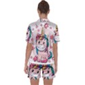 Cartoon Unicorn Fantasy Satin Short Sleeve Pajamas Set View2