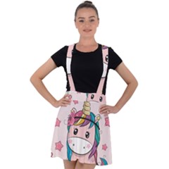 Cartoon Unicorn Fantasy Velvet Suspender Skater Skirt