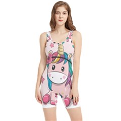 Cartoon Unicorn Fantasy Women s Wrestling Singlet