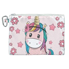 Cartoon Unicorn Fantasy Canvas Cosmetic Bag (xl)