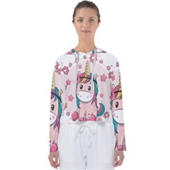 Cartoon Unicorn Fantasy Women s Slouchy Sweat