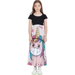 Cartoon Unicorn Fantasy Kids  Flared Maxi Skirt by Jancukart