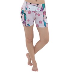 Cartoon Unicorn Fantasy Lightweight Velour Yoga Shorts