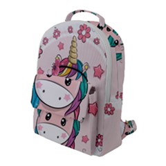 Cartoon Unicorn Fantasy Flap Pocket Backpack (large)