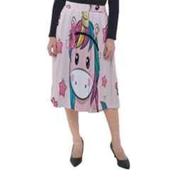 Cartoon Unicorn Fantasy Classic Velour Midi Skirt 