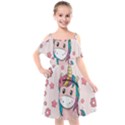 Cartoon Unicorn Fantasy Kids  Cut Out Shoulders Chiffon Dress View1