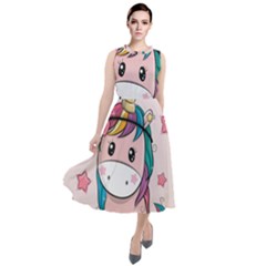 Cartoon Unicorn Fantasy Round Neck Boho Dress