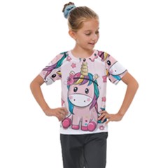 Cartoon Unicorn Fantasy Kids  Mesh Piece Tee