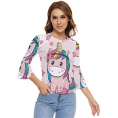 Cartoon Unicorn Fantasy Bell Sleeve Top