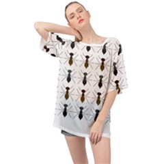 Ant Insect Pattern Cartoon Ants Oversized Chiffon Top by Ravend