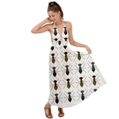 Ant Insect Pattern Cartoon Ants Backless Maxi Beach Dress by Ravend